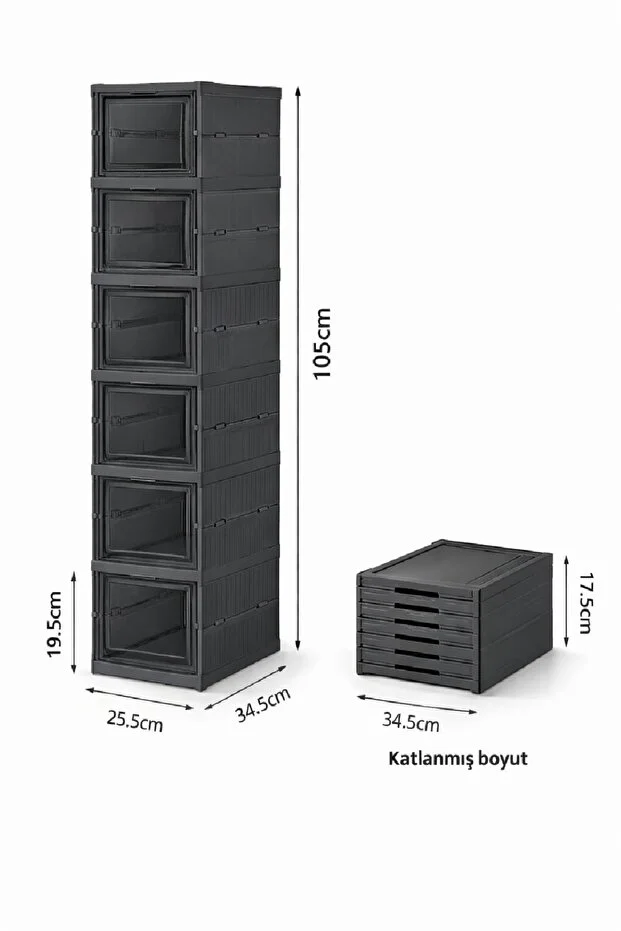 6 Katlı Modüler Lüks Ayakkabı Kutusu Katlanır Ayakkabılık